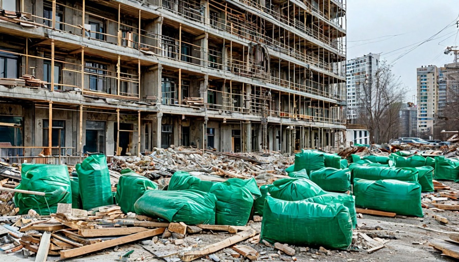 Зеленые мешки для строительного мусора